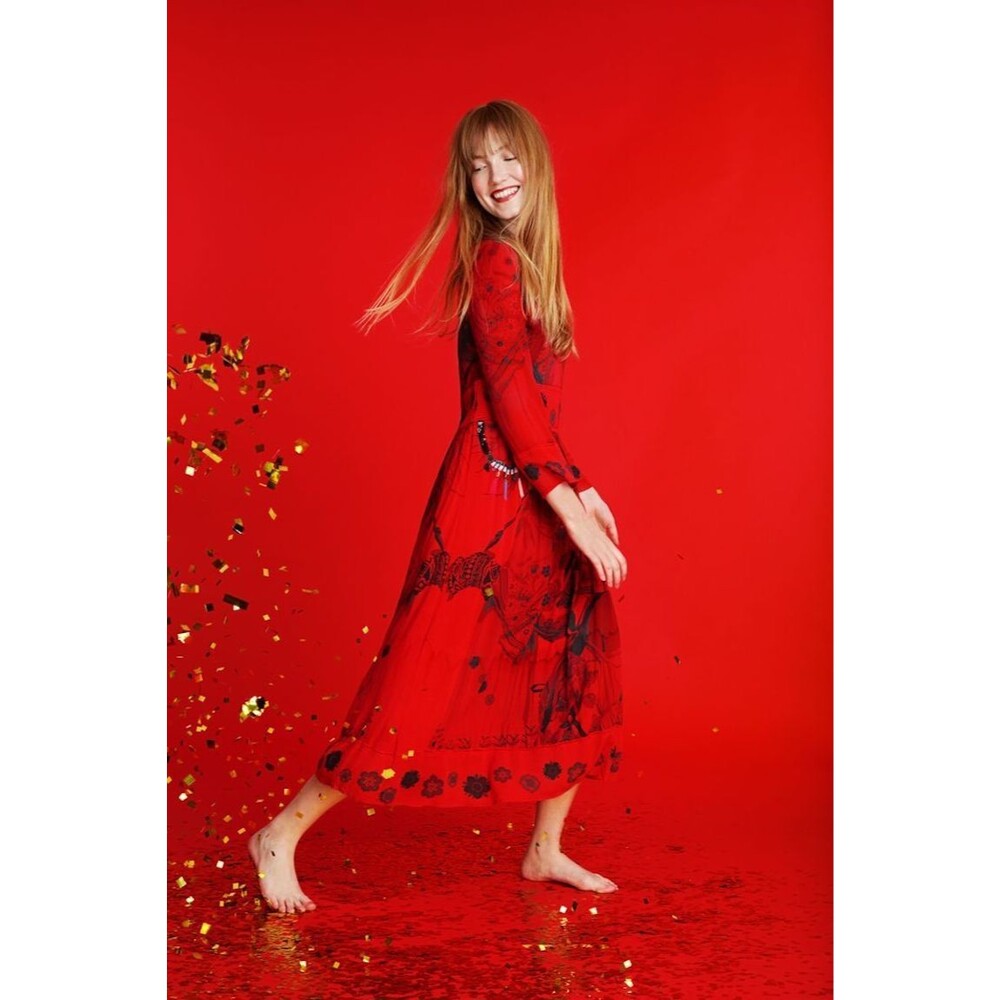 Desigual Clam Red Floral Dress